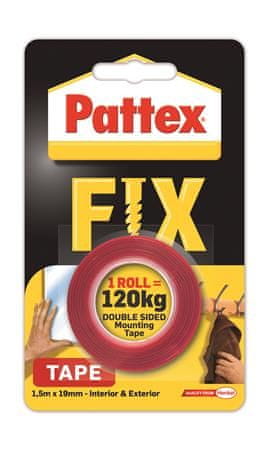 Pattex Samolepiaca páska "Pattex Fix 120 kg", červená, obojstranná, 19 mm x 1,5 m, 1486524