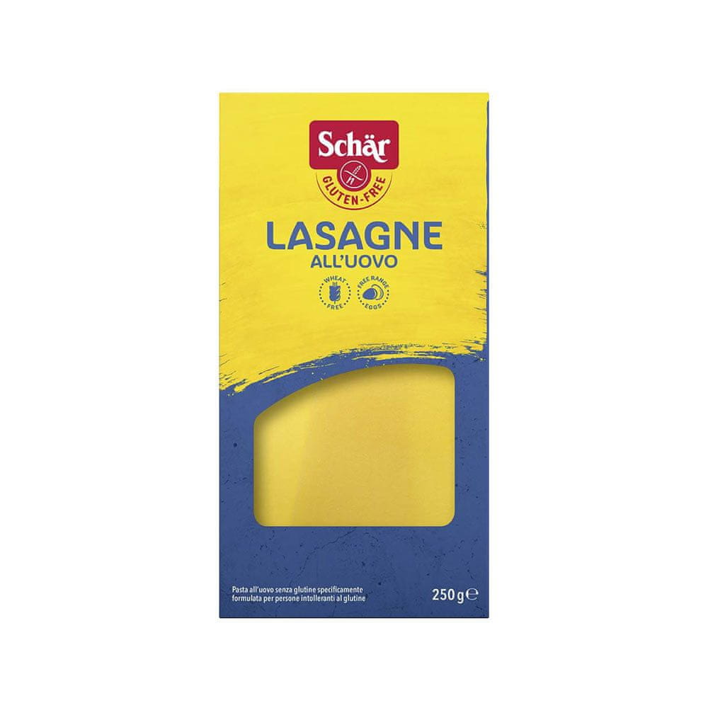 Schär Bezlepkové vaječné cestoviny na talianske lasagne "Gleten Free Lasagne all\'Uovo" 250g Schar [Krajina pôvodu: Taliansko].