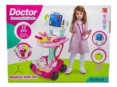 KECJA Doktorský vozík pre dievčatá s príslušenstvom, Doktorská súprava ružová