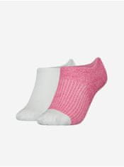 Tommy Hilfiger Súprava dvoch párov dámskych ponožiek v bielej a ružovej farbe Tommy Hilfiger 35-38