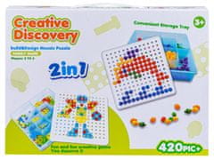 KECJA Kreatívna mozaika, puzzle, bloky 2v1, skrutkovacie gombíky 420 el.