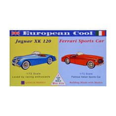 KECJA Plastikový model - Európske super autá - Jaguar XK-120 / Ferrari 250 - Glencoe Models (2ks)