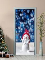 EXCELLENT Samolepka na dvere 200x77 cm - Snehuliak a snehové vločky