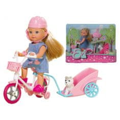SIMBA Bábika Evi na bicykli s prívesom