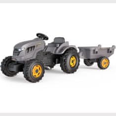 Smoby Traktor XXL Sivý pedálový traktor s prívesom