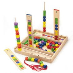 Viga Toys Drevená vzdelávacia hra Logické korálky 104 Montessori dielikov