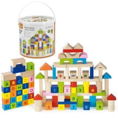 Viga Toys Vzdelávacie drevené kocky 100 prvkov. Čísla Písmená