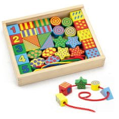 Viga Toys Drevené vzdelávacie bloky pre deti na navliekanie Montessori