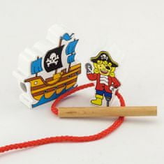 Viga Toys Drevené podložky na prepletanie nití Piráti