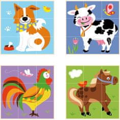 Viga Toys Drevené vzdelávacie puzzle Puzzle Farma 9 dielov