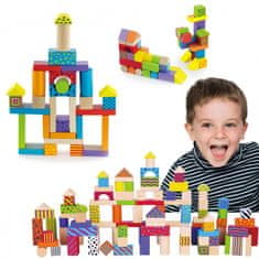 Viga Toys Vzdelávacie drevené kocky vo vedre Mesto 100 kusov