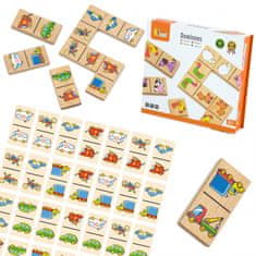 Viga Toys Vzdelávacia drevená hra Domino Súprava vozidiel 28 kusov na kotúľanie Montessori
