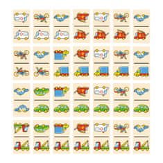 Viga Toys Vzdelávacia drevená hra Domino Súprava vozidiel 28 kusov na kotúľanie Montessori