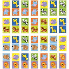Viga Toys Drevené bloky DOMINO Hracia súprava Zvieratá 28 kusov na prevracanie