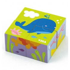 Viga Toys Drevené morské puzzle 4 Montessori bloky