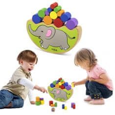Viga Toys Montessori drevené balančné puzzle so slonom
