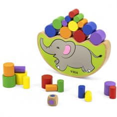 Viga Toys Montessori drevené balančné puzzle so slonom