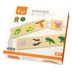 Viga Toys Drevené puzzle Rastúce zvieratá a rastliny