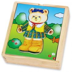 Viga Toys Drevené puzzle Puzzle Zdobiť medvedík dievča