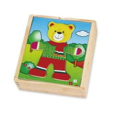 Viga Toys Drevené puzzle Vzdelávacie puzzle Obleč sa chlapec Medveď