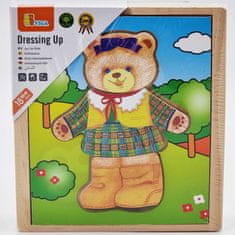 Viga Toys Drevené puzzle Puzzle Zdobiť medvedík dievča