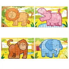 Viga Toys Drevené puzzle Safari zvieratá skladačka 4 obrázky