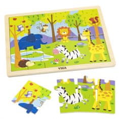 Viga Toys Drevené puzzle Safari 24 prvkov