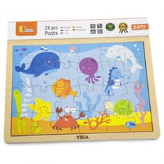 Viga Toys Drevené oceánske puzzle 24 prvkov