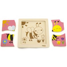 Viga Toys Praktické drevené puzzle Bee