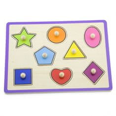 Viga Toys Drevené farebné puzzle s tvarmi kolíkov