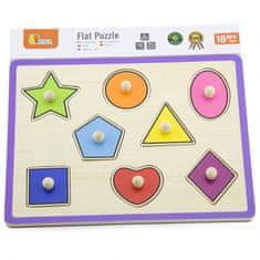 Viga Toys Drevené farebné puzzle s tvarmi kolíkov