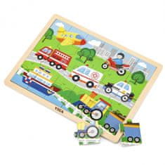 Viga Toys Drevené puzzle Mestské vozidlá 24 prvkov