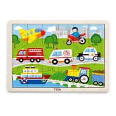 Viga Toys Drevené puzzle Mestské vozidlá 24 prvkov