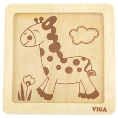 Viga Toys Praktické drevené puzzle Žirafa