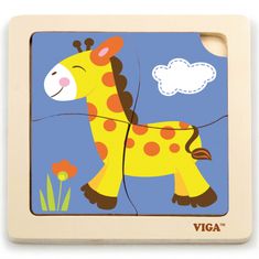 Viga Toys Praktické drevené puzzle Žirafa