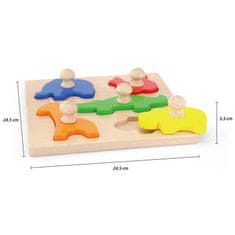 Viga Toys Drevené puzzle s kolíčkami Zvieratá
