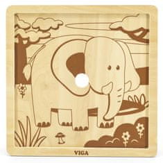 Viga Toys Handy Drevené puzzle so slonom 9 dielikov