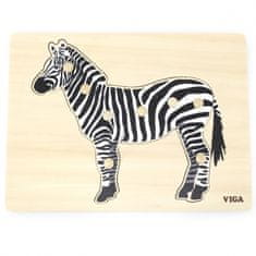 Viga Toys Montessori drevené puzzle Zebra s kolíčkami