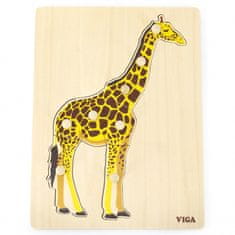 Viga Toys Montessori drevené puzzle Žirafa s kolíčkami