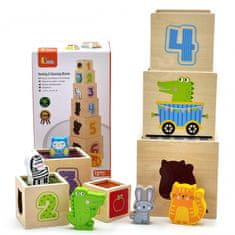 Viga Toys Drevené pyramídové puzzle Montessori Sorter Blocks