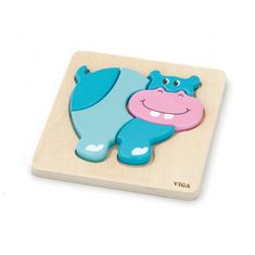 Viga Toys Prvé drevené puzzle pre batoľatá Hippo