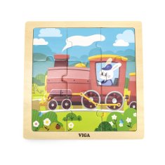 Viga Toys Handy Drevené puzzle Vlak Vlak 9 dielov