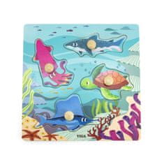 Viga Toys Drevené puzzle s kolíčkami Morské zvieratá Vodné zvieratá