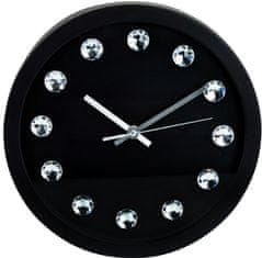 SEGNALE Nástenné hodiny ručičkové s kryštálmi 30 cm čierna