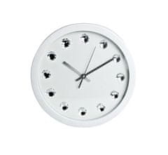 SEGNALE Nástenné hodiny ručičkové s kryštálmi 30 cm biela