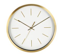 SEGNALE Nástenné hodiny so zlatým rámom 25 cm biela