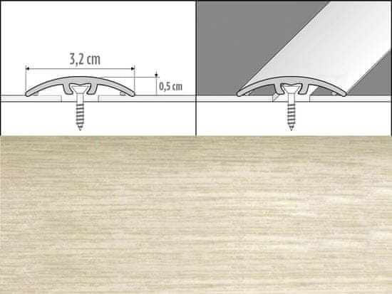 Effector Prechodové lišty A66 - NARÁŽACIE šírka 3,2 x výška 0,54 x dĺžka 93 cm - dub bielený