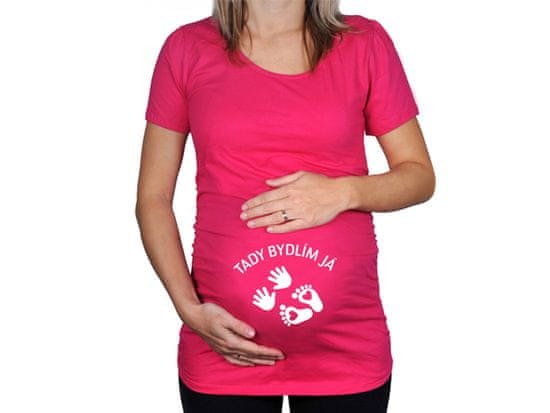 Divja Ružové tehotenské tričko s nápisom Tu bývam ja CZ
