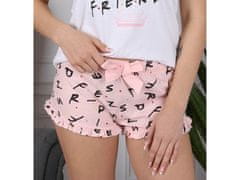 sarcia.eu FRIENDS Dámske bavlnené pyžamo s krátkym rukávom, biele a ružové, letné pyžamo S