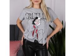 Disney 101 Dalmatians Cruella de Vil Grey dámske bavlnené tričko s krátkym rukávom S